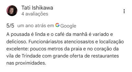 Avaliação 5/5 de Tati Ishikawa no Google